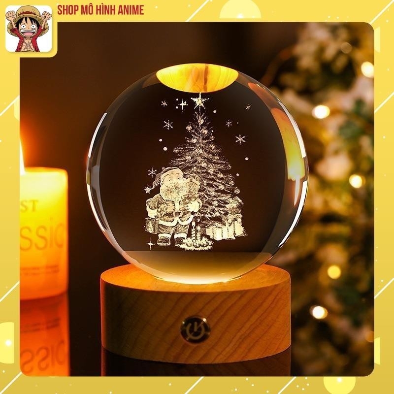Đèn Ngủ 3D Quà Cầu Pha Lê Giáng Sinh Ấm Áp, Decor Trang Trí, Quà Tặng Ngày Lễ Noel
