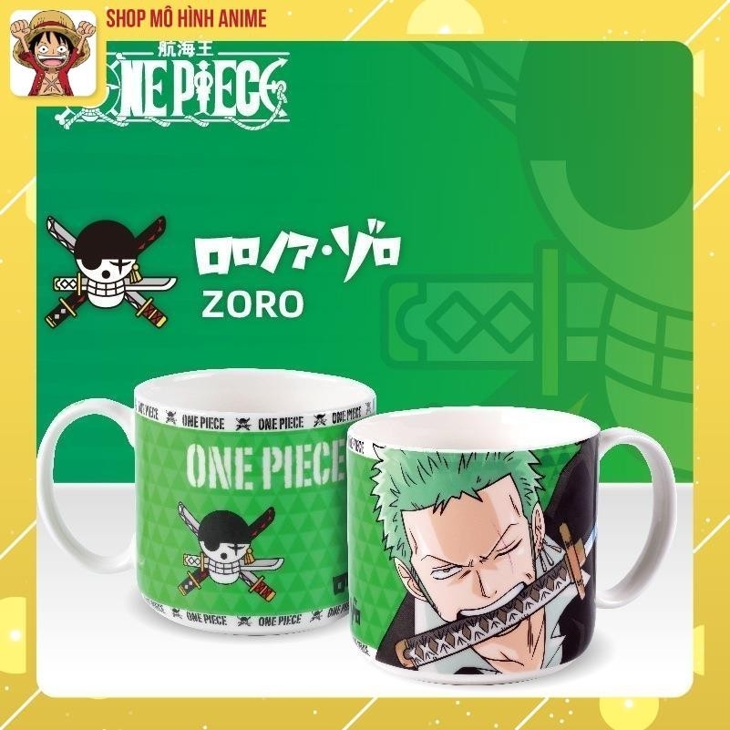 Cốc Gốm Uống Nước, Hình Nhân Vật One Piece, Luffy, Zoro, Chopper Chính Hãng, Giúp Con Ăn Uống Thích Thú, Ngon Miệng