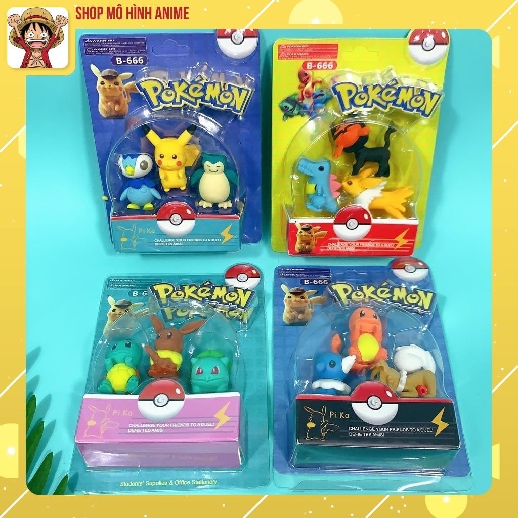 Mô Hình Pokemon, Bộ 4 Hộp 12 Nhân Vật Pikachu, Pokemon, Full Box Đóng Hộp Cao Cấp, Quà Tặng Dành Cho Bé