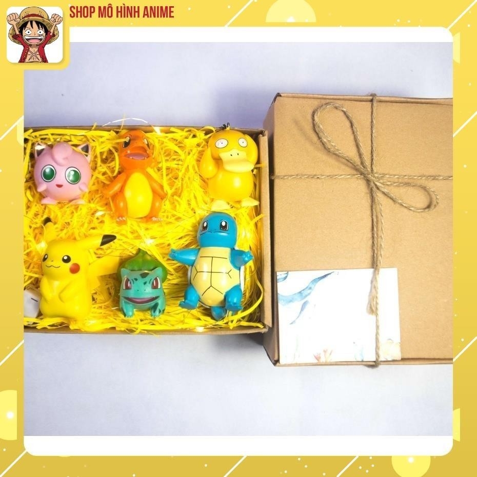 Quà Tặng Sinh Nhật, Hộp Quà Mô Hình Nhân Vật Pokemon, Pikachu Siêu Cute, Đầy Đủ Đèn Led, Thiệp, Đế Lót Rơm Sang Trọng