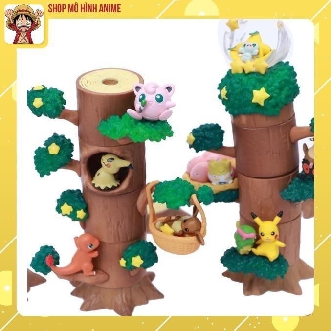 Mô Hình 8 Gốc Cây Rừng Trang Trí Các Nhân Vật Pokemon, Pikachu, Mô Hình Đồ Chơi, Làm Quà Tặng Cho Các Bé, Full Box