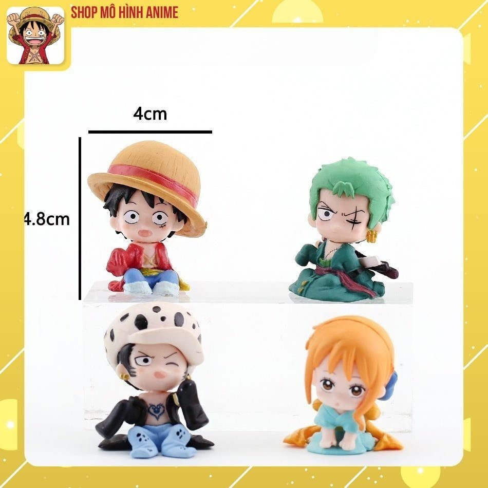 Mô Hình 4 Nhân Vật One Piece, Mô Hình Luffy, Zoro Chibi Dễ Thương, Cao 5cm, Bộ Sưu Tập, Quà Tặng Cho Bé