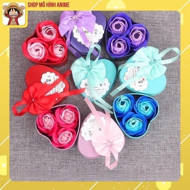 Hộp Quà Sinh Nhật Hình Trái Tim, Gồm 3 Bông Hoa Sáp + Gấu Bông Nhỏ Xinh, Hộp Quà Đẹp  - Quà Tặng Người Yêu, Sinh Nhật