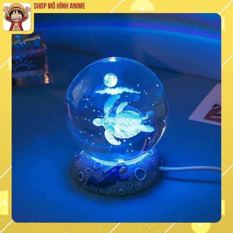 Đèn Ngủ Quả Cầu Pha Lê 3D Phát Sáng Hình Sinh Vật Đại Dương, Đế Đèn Thợ Lặn Biển Sang Trọng, Thích Hợp Decor Trang Trí