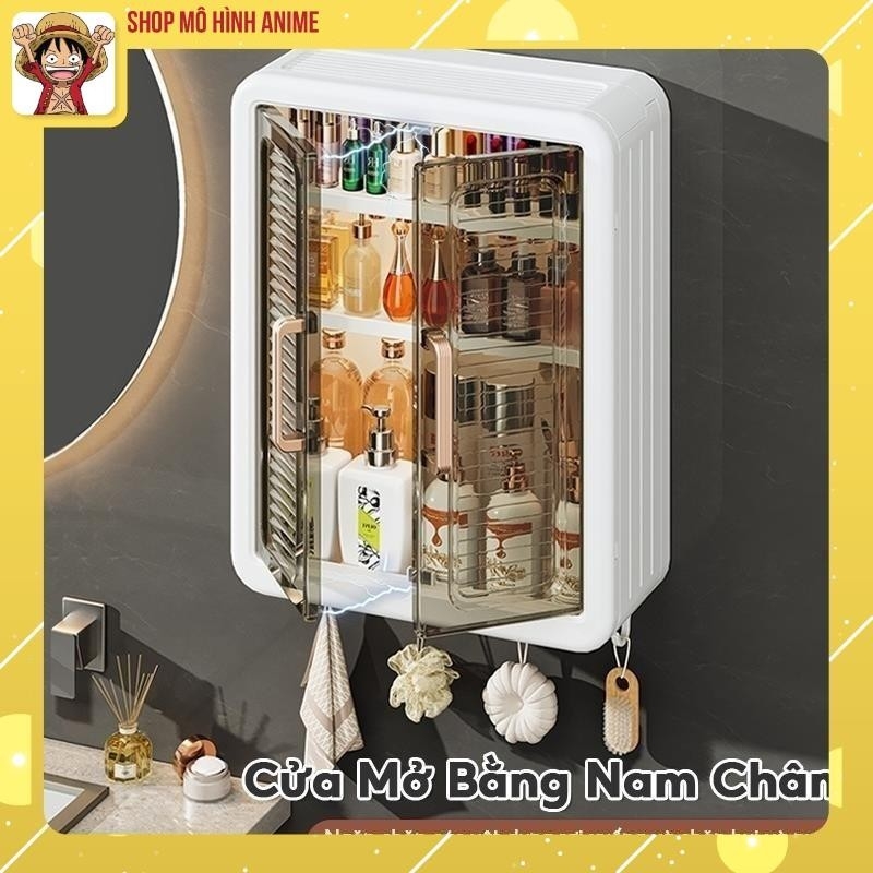 Tủ Nhà Tắm, Kệ Đa Năng Đựng Mĩ Phẩm, Nước Hoa Treo Tường, 3 Tầng Không Thấm Nước Không Cần Đục Lỗ, Chống Bụi Bẩn