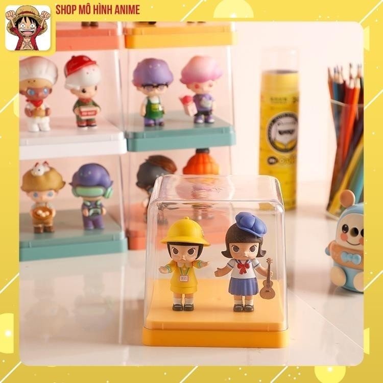 Hộp Đựng Mô Hình PopMart Hình Vuông Acrylic 4 Màu, Tủ Bảo Quản Lego, Búp Bê Bubble Mart Sạch Sẽ, Chống Nước, Chống Bụi