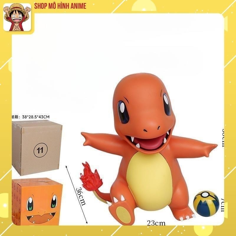 Mô Hình Pokemon, Hitokage  Kích Thước 1:1,Cao 38cm Full Box, Bộ Sưu Tập Nhân Vật, Decor Trang Trí, Quà Tặng Cho Bé