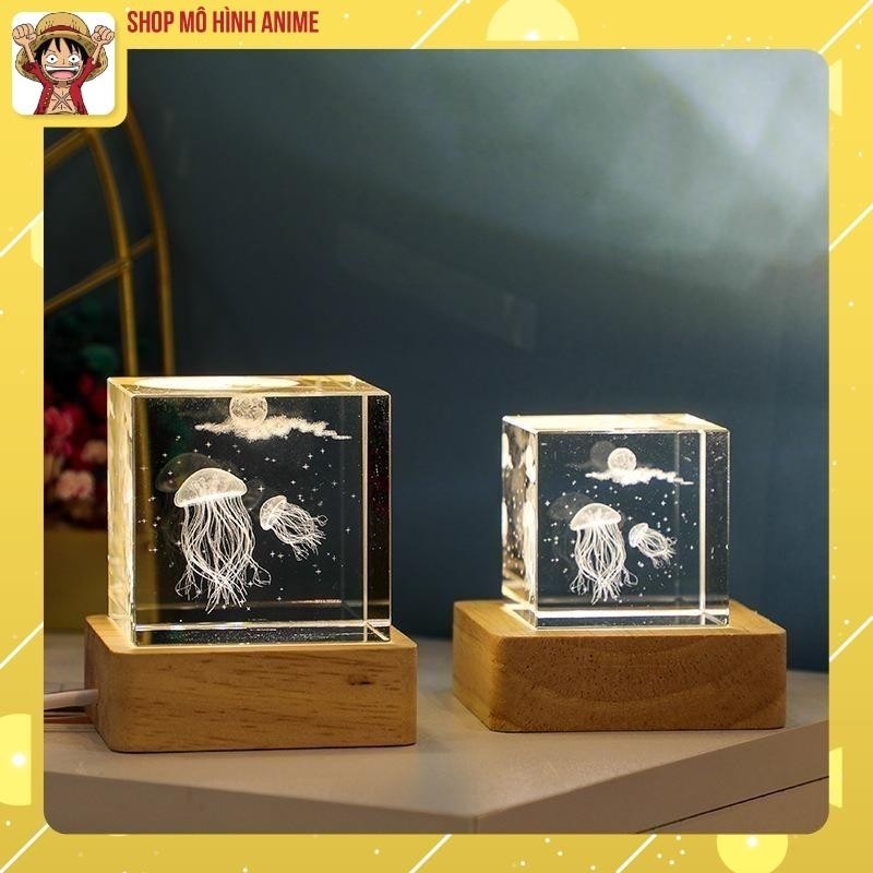 Đèn Pha Lê Hình Lập Phương 3D Phát Sáng, Đại  Dương Biển Cả,  Đèn Decor Trang Trí, Quà Tặng Sinh Nhật, Người Thân