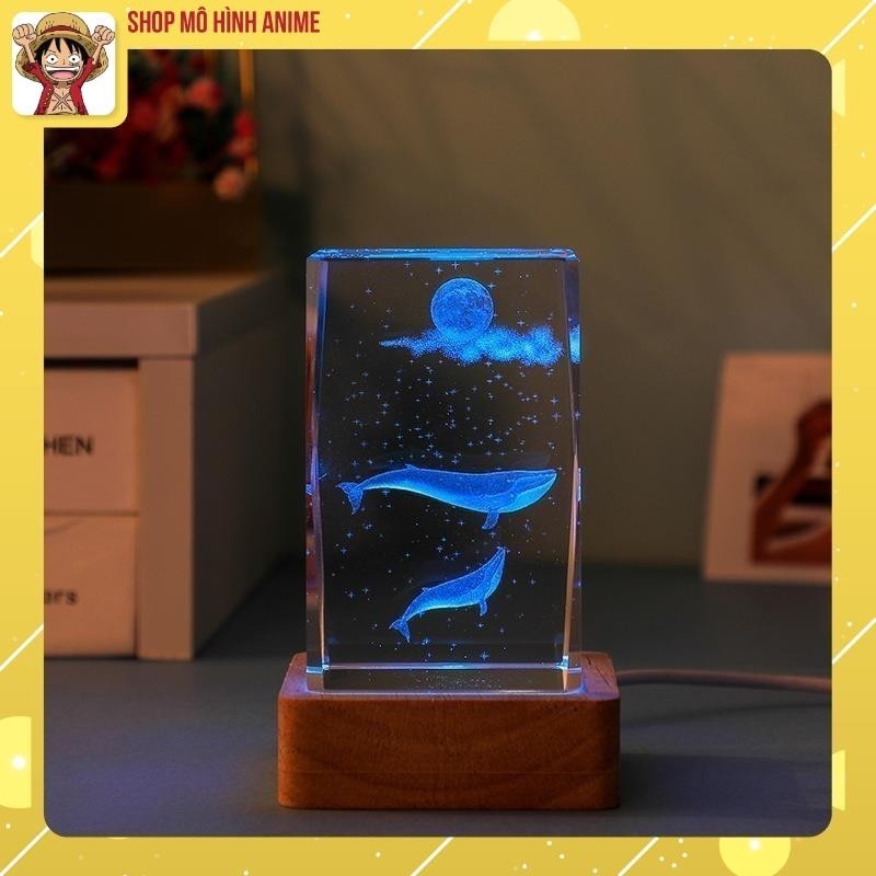 Đèn Pha Lê Hình Lập Phương 3D Phát Sáng, Đại  Dương Biển Cả,  Đèn Decor Trang Trí, Quà Tặng Sinh Nhật, Người Thân