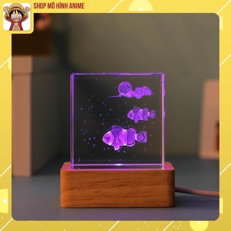 Đèn Pha Lê Hình Lập Phương 3D Phát Sáng, Đại  Dương Biển Cả,  Đèn Decor Trang Trí, Quà Tặng Sinh Nhật, Người Thân