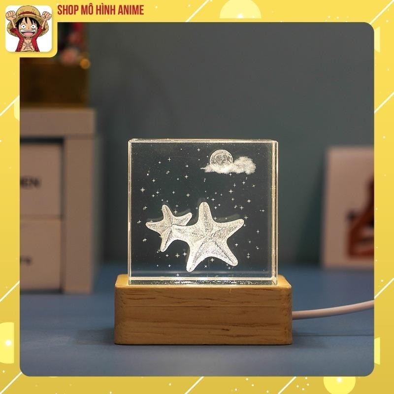 Đèn Ngủ Pha Lê Hình Lập Phương, Sinh Vật Đại Dương , Ánh Sáng Trắng, Đèn Decor Trang Trí, Quà Tặng Người Thân, Sinh Nhật