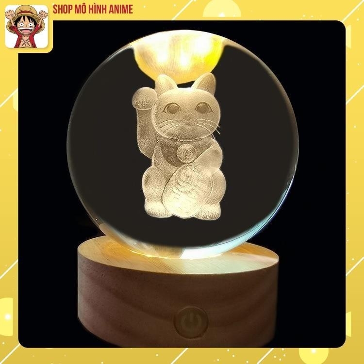 Quả Cầu 3D Pha Lê Phát Sáng, Đèn Led USB, Đường Kính 8cm, Decor Trang Trí, Quà Tặng Ngày Lễ Đặc Biệt