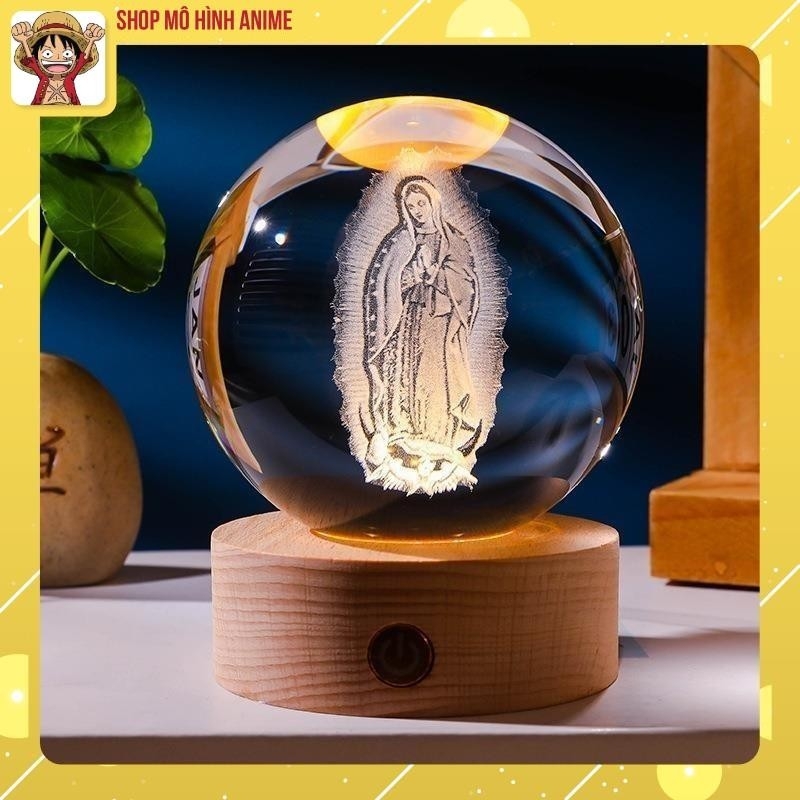 Quả Cầu 3D Pha Lê Phát Sáng, Đèn Led USB, Đường Kính 8cm, Decor Trang Trí, Quà Tặng Ngày Lễ Đặc Biệt