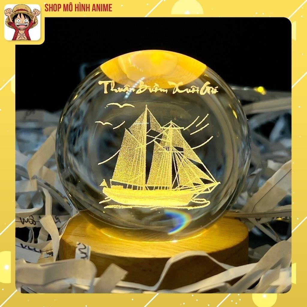 Quả Cầu 3D Pha Lê Phát Sáng, Đèn Led USB, Đường Kính 8cm, Decor Trang Trí, Quà Tặng Ngày Lễ Đặc Biệt
