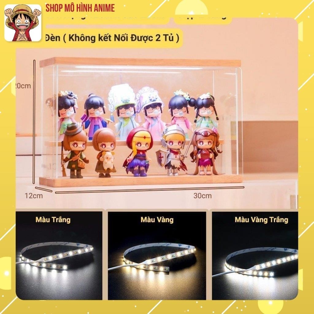 Tủ Trưng Bày Mô Hình, Nước Hoa, Tủ Kệ Mika Trong Suốt Có Đèn Led USB, Bảo Quản Đồ Chống Bụi, Chống Nước