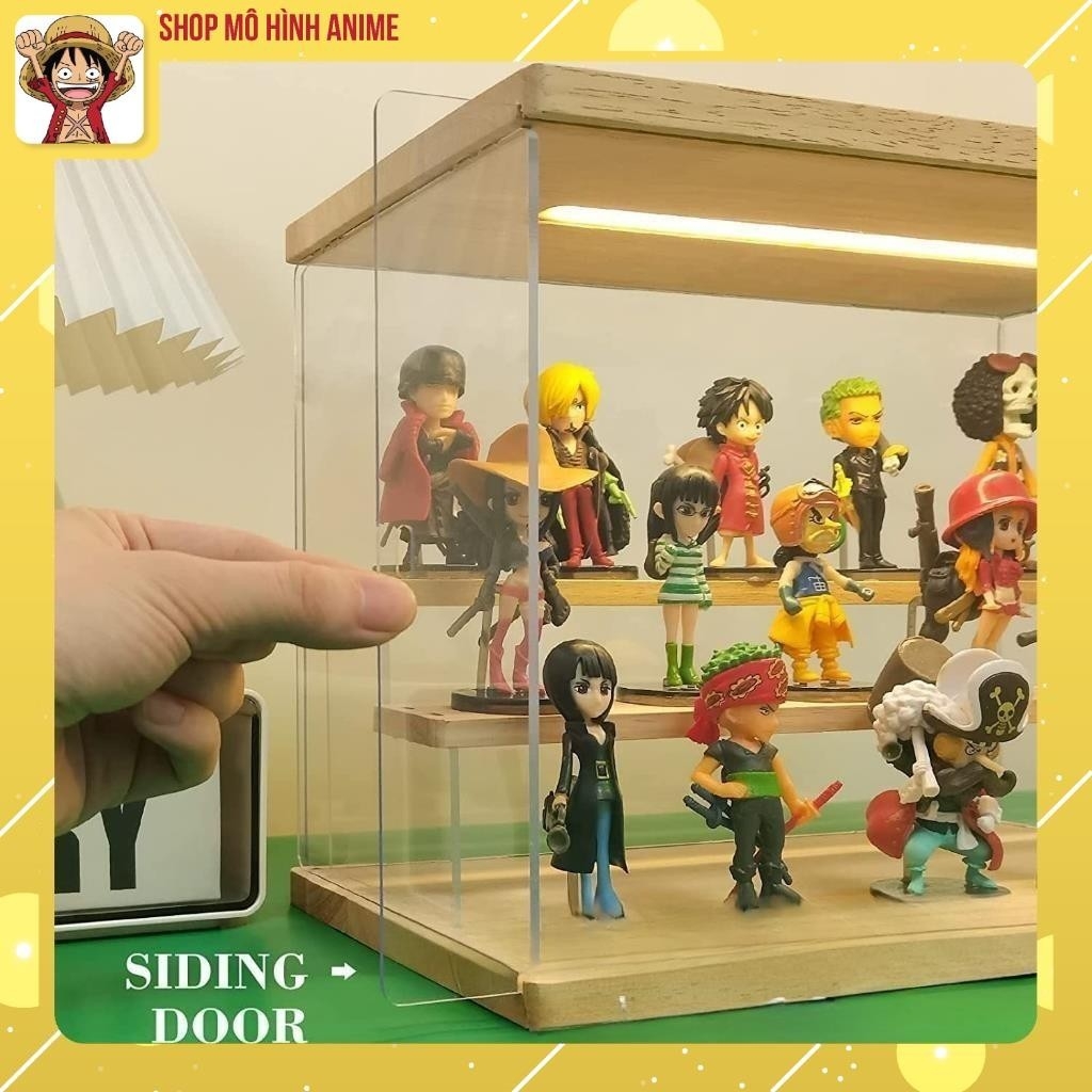 Tủ Kính Mika Trong Suốt, Trang Trí Đèn Led USB, Kệ Hộp Trưng Bày Mô Hình, Nước Hoa, Lego, Nhân Vật Yêu Thích