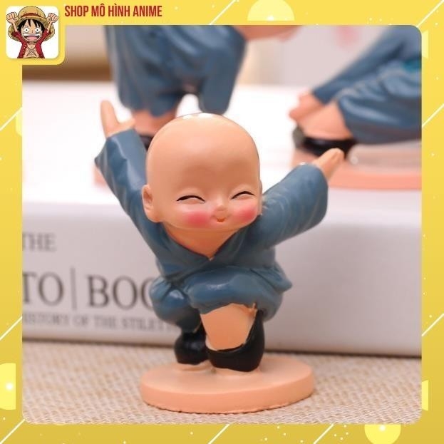 Mô Hình 4 Chú Tiểu KungFu, Decor Trang Trí Phòng Học, Làm Việc, Taplo Ô Tô