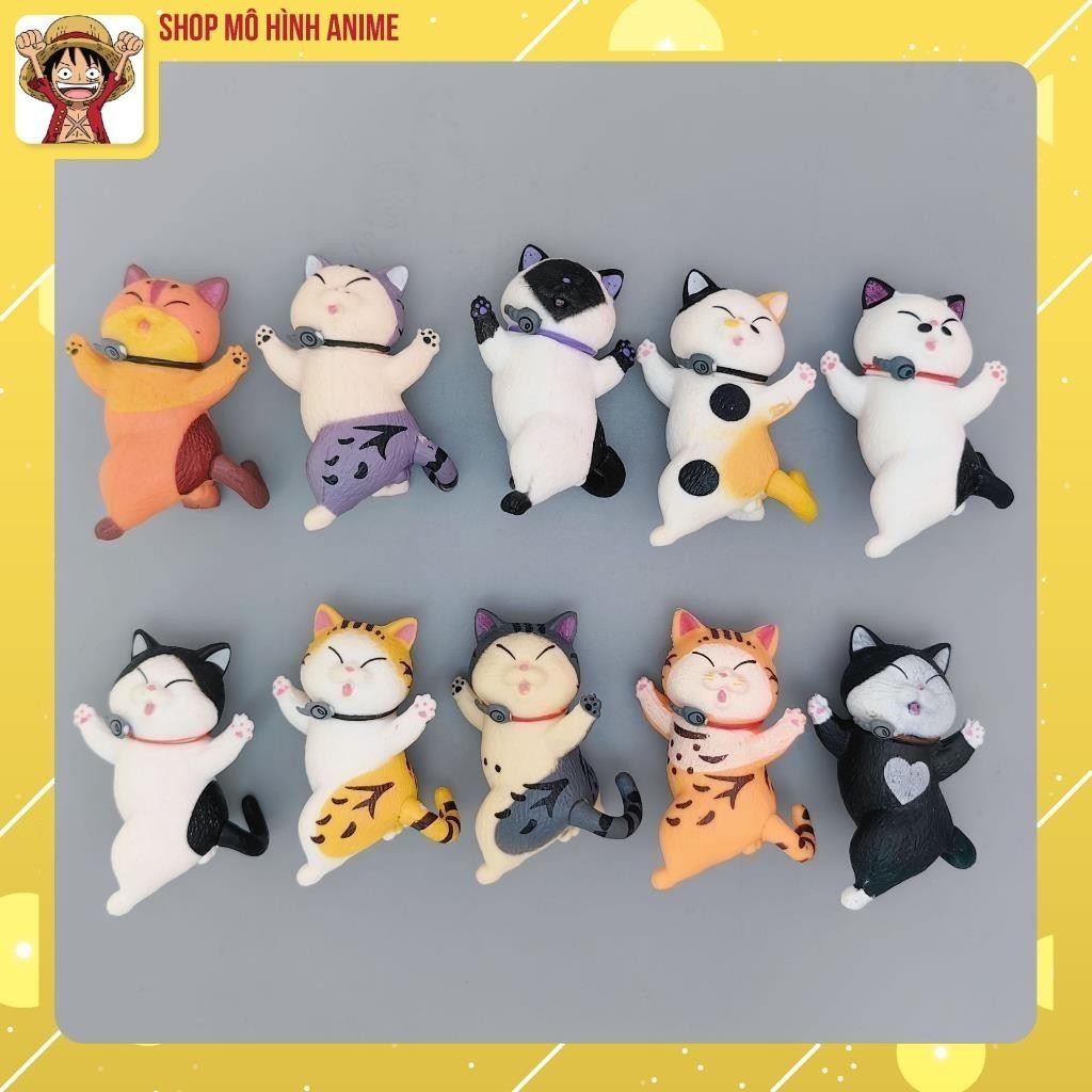 Bộ 10 Mô Hình Mèo Mặc Đồ Bơi Siêu Đẹp, Cao 9cm, Đầy Đủ Màu Sắc Khác Nhau, Mô Hình Để Bàn, Decor Trang Trí Bánh Kem