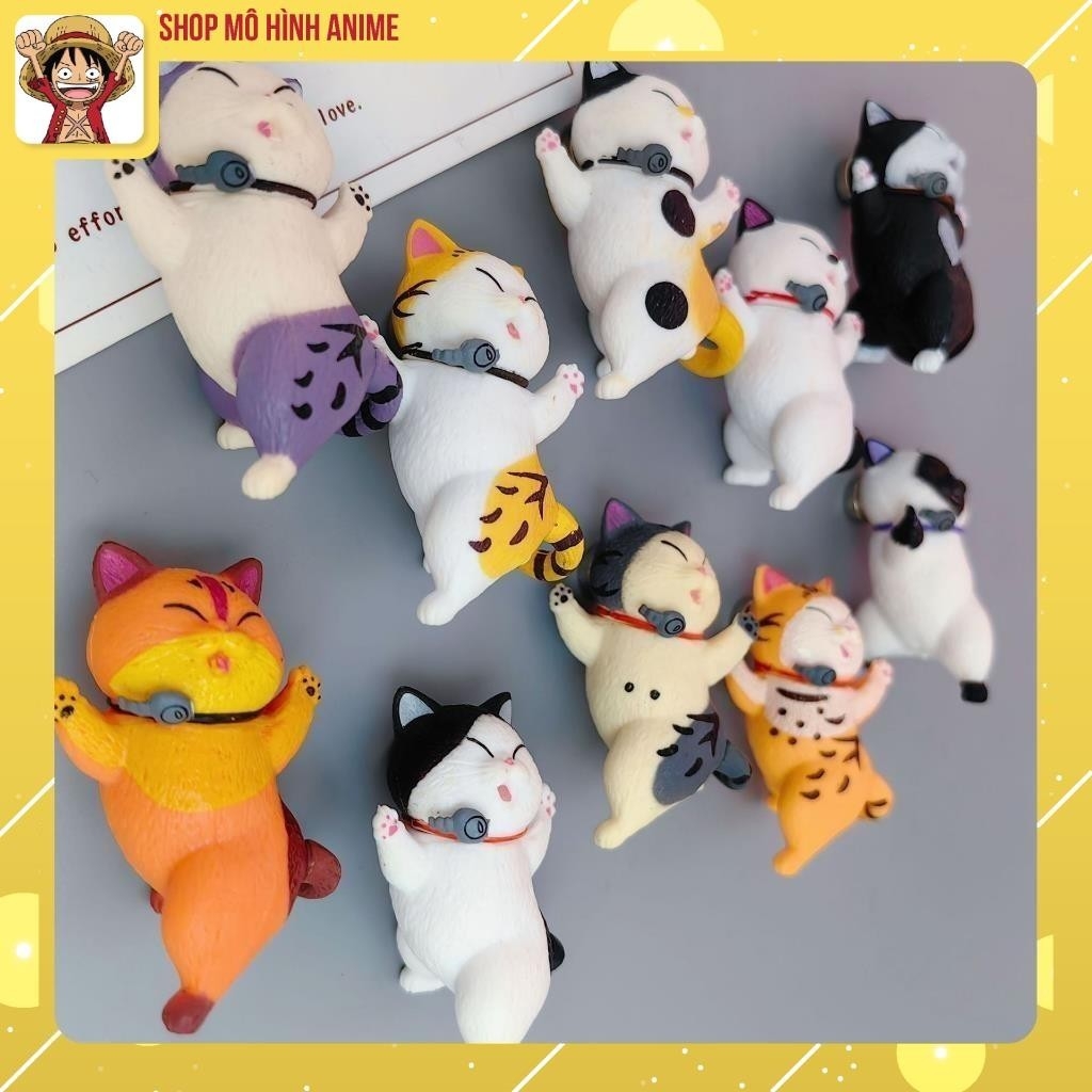 Bộ 10 Mô Hình Mèo Mặc Đồ Bơi Siêu Đẹp, Cao 9cm, Đầy Đủ Màu Sắc Khác Nhau, Mô Hình Để Bàn, Decor Trang Trí Bánh Kem