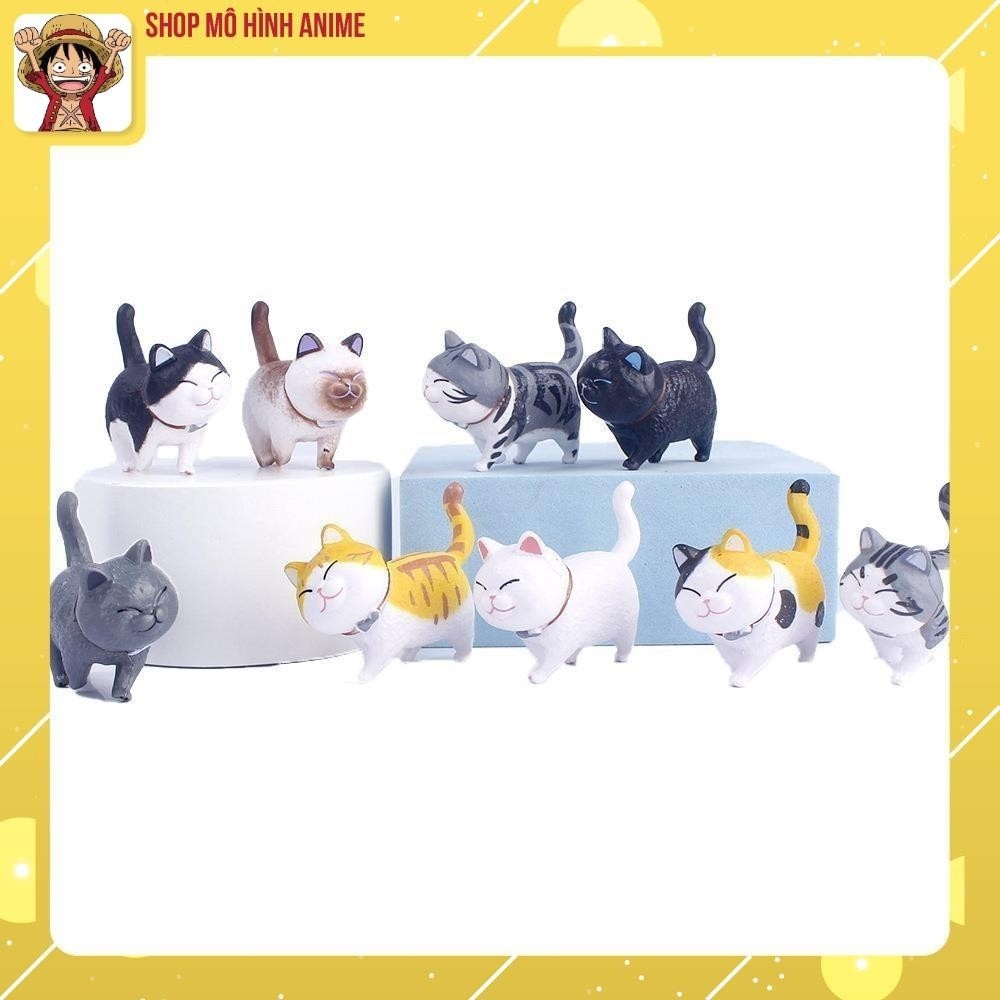 [Ngẫu Nhiên 1 Mèo] Bộ 9 Mèo Đi Bộ Cute Đáng Yêu, Mô Hình Để Bàn, Decor Trang Trí, Bánh Kem, Bánh Sinh Nhật, Bộ Sưu Tập