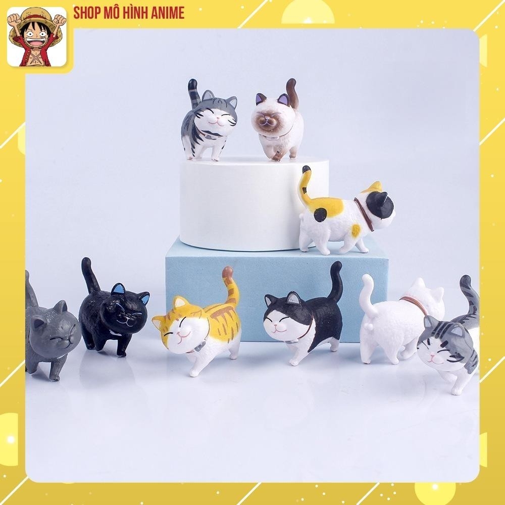 [Ngẫu Nhiên 1 Mèo] Bộ 9 Mèo Đi Bộ Cute Đáng Yêu, Mô Hình Để Bàn, Decor Trang Trí, Bánh Kem, Bánh Sinh Nhật, Bộ Sưu Tập