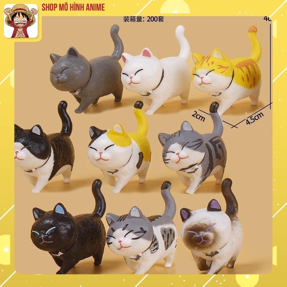 [Ngẫu Nhiên 1 Mèo] Bộ 9 Mèo Đi Bộ Cute Đáng Yêu, Mô Hình Để Bàn, Decor Trang Trí, Bánh Kem, Bánh Sinh Nhật, Bộ Sưu Tập