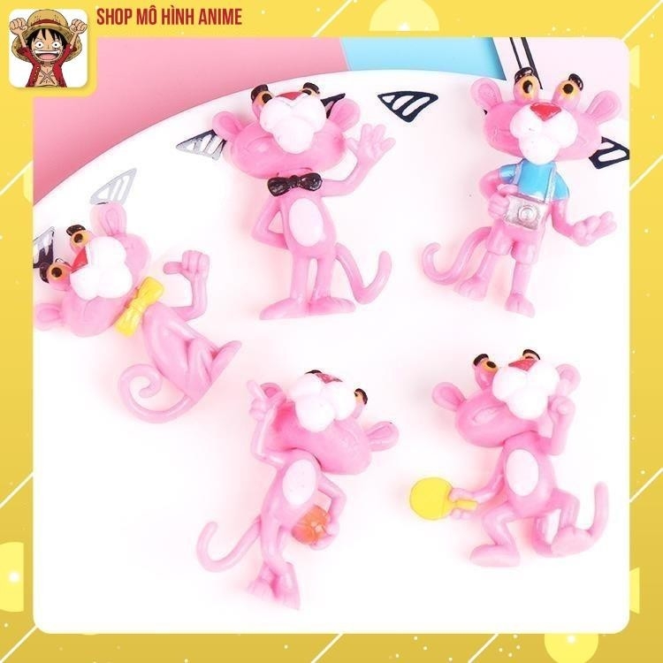 Bộ 6 Mô Hình Báo Hồng, Nhiều Tư Thế Đáng Yêu Cute, Mô Hình Mini Decor Trang Trí Phòng Học, Bàn Làm Việc