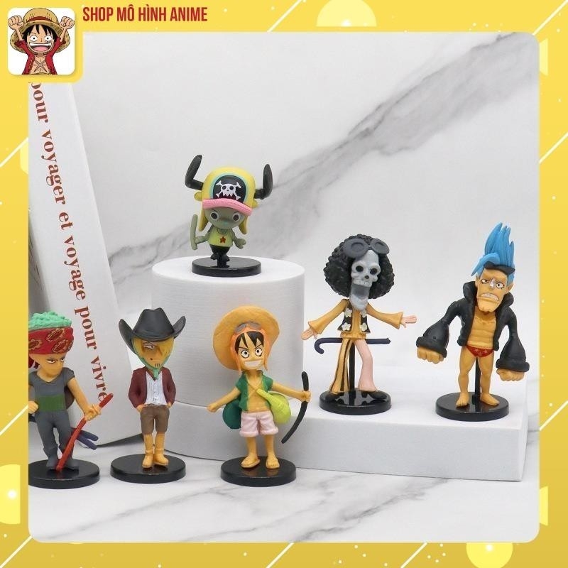 Bộ 6 Mô Hình One Piece Chibi Siêu Đẹp, Cao 8cm, Mô Hình Decor Trang Trí, Bộ Sưu Tập Nhân Vật, Quà Tặng Đồ Chơi Chó Bé
