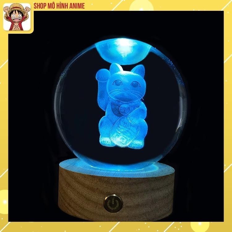 Đèn Quả Cầu Pha Lê Mèo Thần Tài, Mèo May Mắn, Đèn Ngủ, Decor Trang Trí, Phong Thủy, Quà Tặng Sinh Nhật