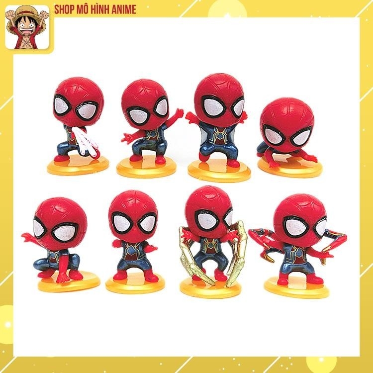 Mô Hình 8 Nhân Vật Người Nhện Spider Man, Decor Trang Trí Bánh Kem, Bánh Sinh Nhật, Quà Tặng Cho Bé