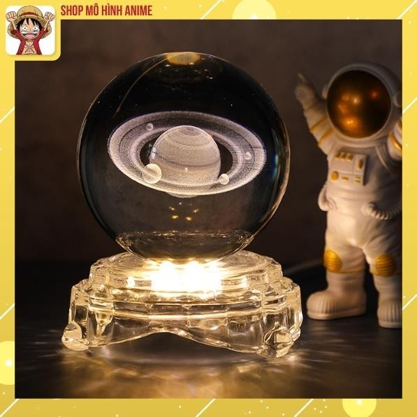 Đèn Ngủ 3D Quả Cầu Pha Lê , Đế thủy tinh vàng ấm , Quà Tặng Sinh Nhật, Quà Lưu Niệm, Qùa Tặng Giáng Sinh