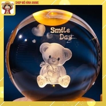 Đèn Ngủ 3D Quả Cầu Pha Lê , Đế thủy tinh vàng ấm , Quà Tặng Sinh Nhật, Quà Lưu Niệm, Qùa Tặng Giáng Sinh