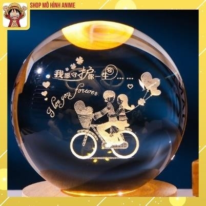 Đèn Ngủ 3D Quả Cầu Pha Lê , Đế thủy tinh vàng ấm , Quà Tặng Sinh Nhật, Quà Lưu Niệm, Qùa Tặng Giáng Sinh