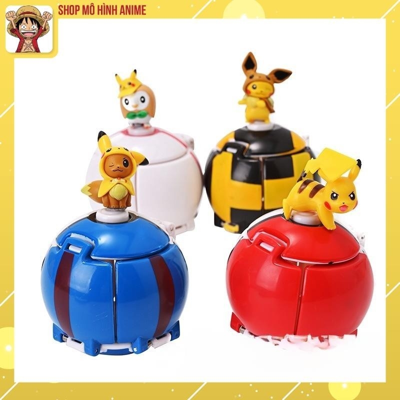 Đồ Chơi 4 Quả Cầu Pokemon Tự Động Ném Thú, Mô Hình Pikachu, Đồ Chơi Dành Cho Bé, Quà Tặn Sinh Nhật