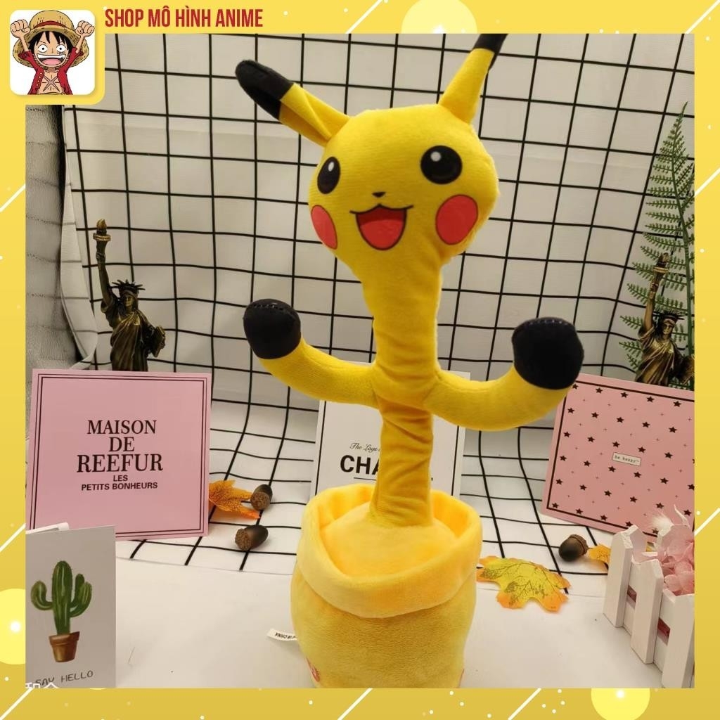 Xương Rồng Nhảy Múa Hình Nhân Vật Pikachu Siêu Dễ Thương, Đồ Chơi Cho Bé, Kết Hợp 120 Bài Hát, Nhại Giọng, Sạc USB
