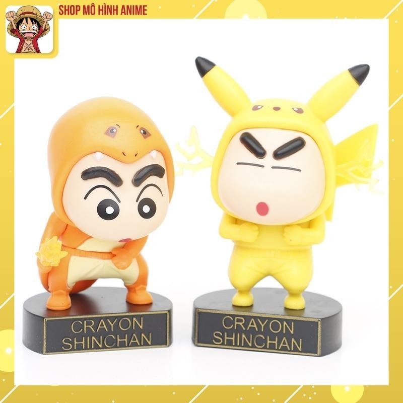 Bộ 5 Mô Hình Crayon Shin-Chan Cậu Bé Bút Chì Cosplay Nhân Vật Pokemon Siêu Cute, Cao 15cm, Mô Hình Decor Trang Trí