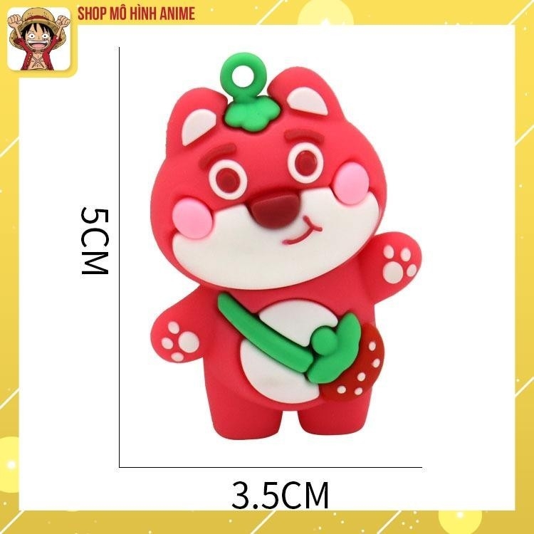 Móc Khóa Nhân Vật Gấu Dâu Lotso, Keo Mềm Cao 5cm, Cute Ngộ Nghĩnh, Thích Hợp Trang Trí Móc Khóa Xe, Móc Khóa Ba Lô