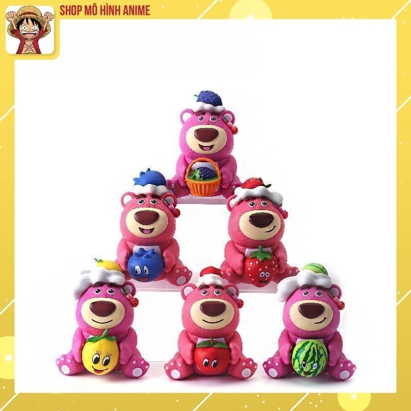 Mô Hình 6 Nhân Vật Gấu Dâu Ôm Hoa Quả Đáng Yêu Cute, Cao 8cm, Thích Hợp Decor Trang Trí Phòng Ngủ, Quà Tặng Sinh Nhật