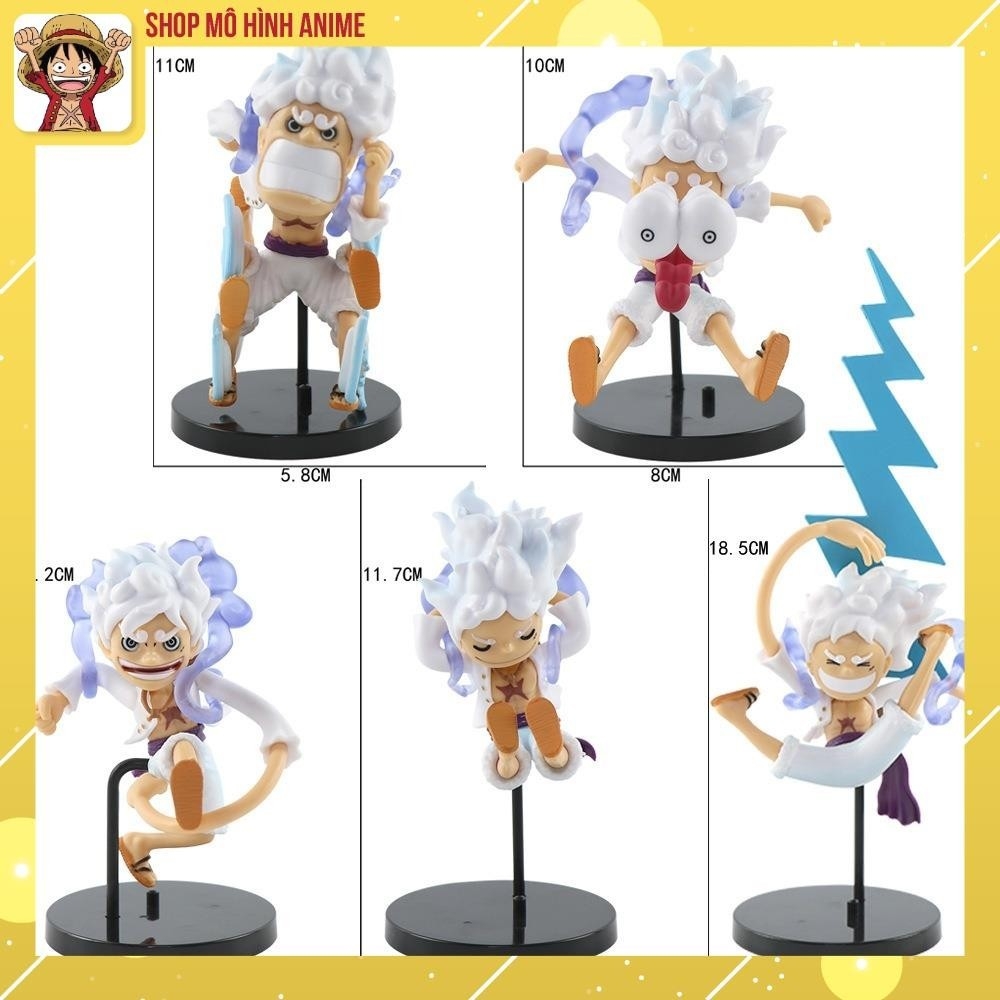 Mô Hình One Piece Luffy Gear 5, Bộ 5 Nhân Vật Trạng Thái Thần Mặt Trời Nika Cao 18cm, Mô Hình Decor Trang Trí,Bộ Sưu Tập