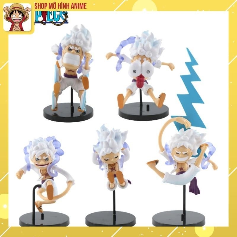 Mô Hình One Piece Luffy Gear 5, Bộ 5 Nhân Vật Trạng Thái Thần Mặt Trời Nika Cao 18cm, Mô Hình Decor Trang Trí,Bộ Sưu Tập