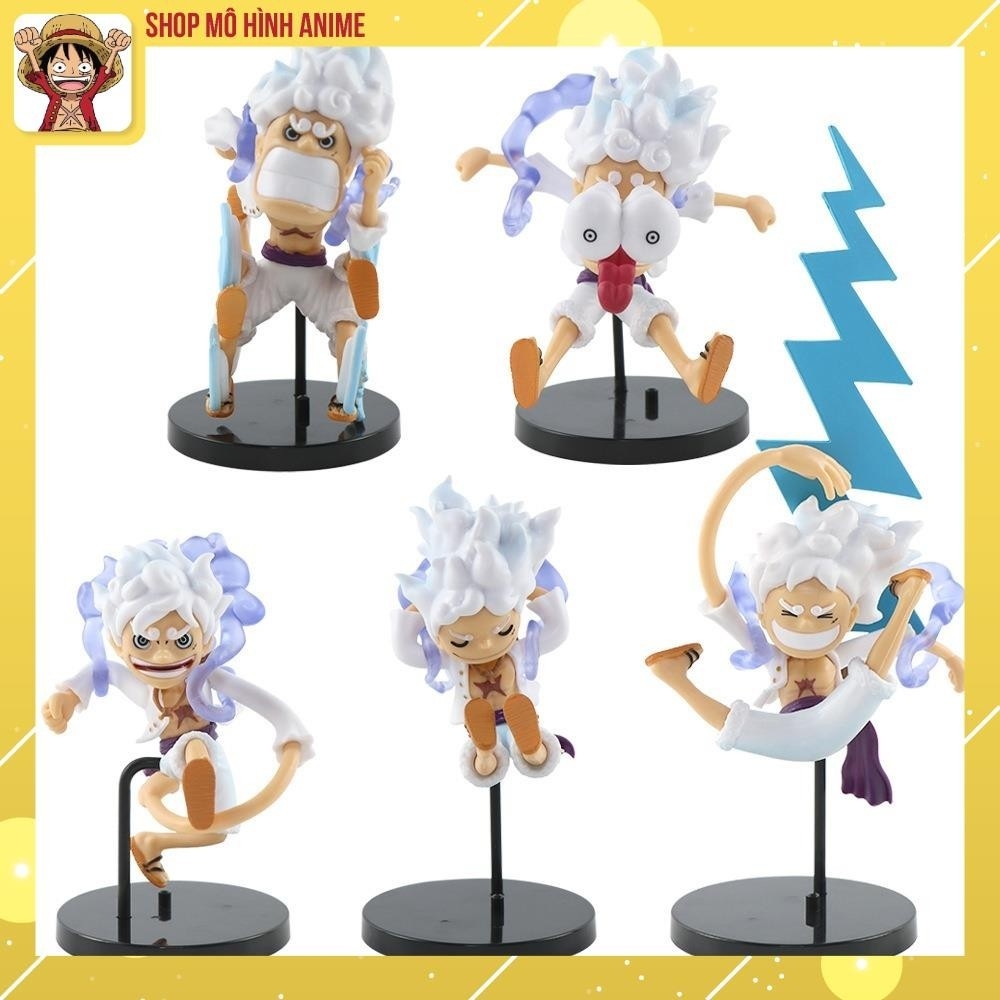 Mô Hình One Piece Luffy Gear 5, Bộ 5 Nhân Vật Trạng Thái Thần Mặt Trời Nika Cao 18cm, Mô Hình Decor Trang Trí,Bộ Sưu Tập