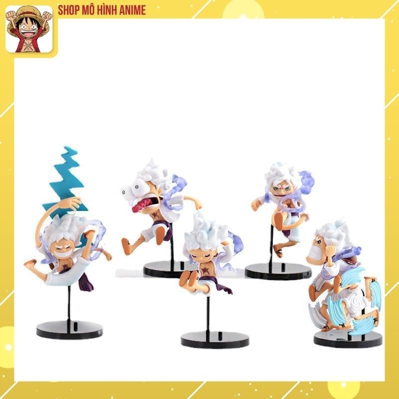 Mô Hình One Piece Luffy Gear 5, Bộ 5 Nhân Vật Trạng Thái Thần Mặt Trời Nika Cao 18cm, Mô Hình Decor Trang Trí,Bộ Sưu Tập