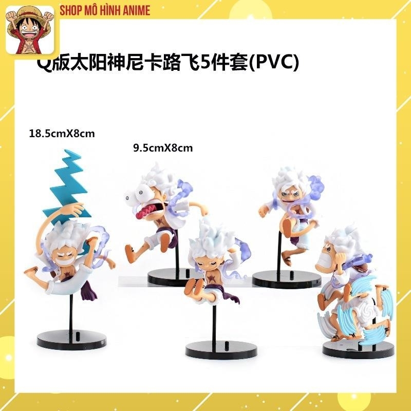 Mô Hình One Piece Luffy Gear 5, Bộ 5 Nhân Vật Trạng Thái Thần Mặt Trời Nika Cao 18cm, Mô Hình Decor Trang Trí,Bộ Sưu Tập