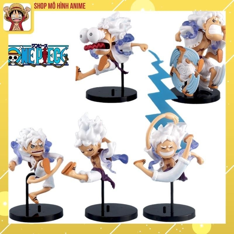 Mô Hình One Piece Luffy Gear 5, Bộ 5 Nhân Vật Trạng Thái Thần Mặt Trời Nika Cao 18cm, Mô Hình Decor Trang Trí,Bộ Sưu Tập