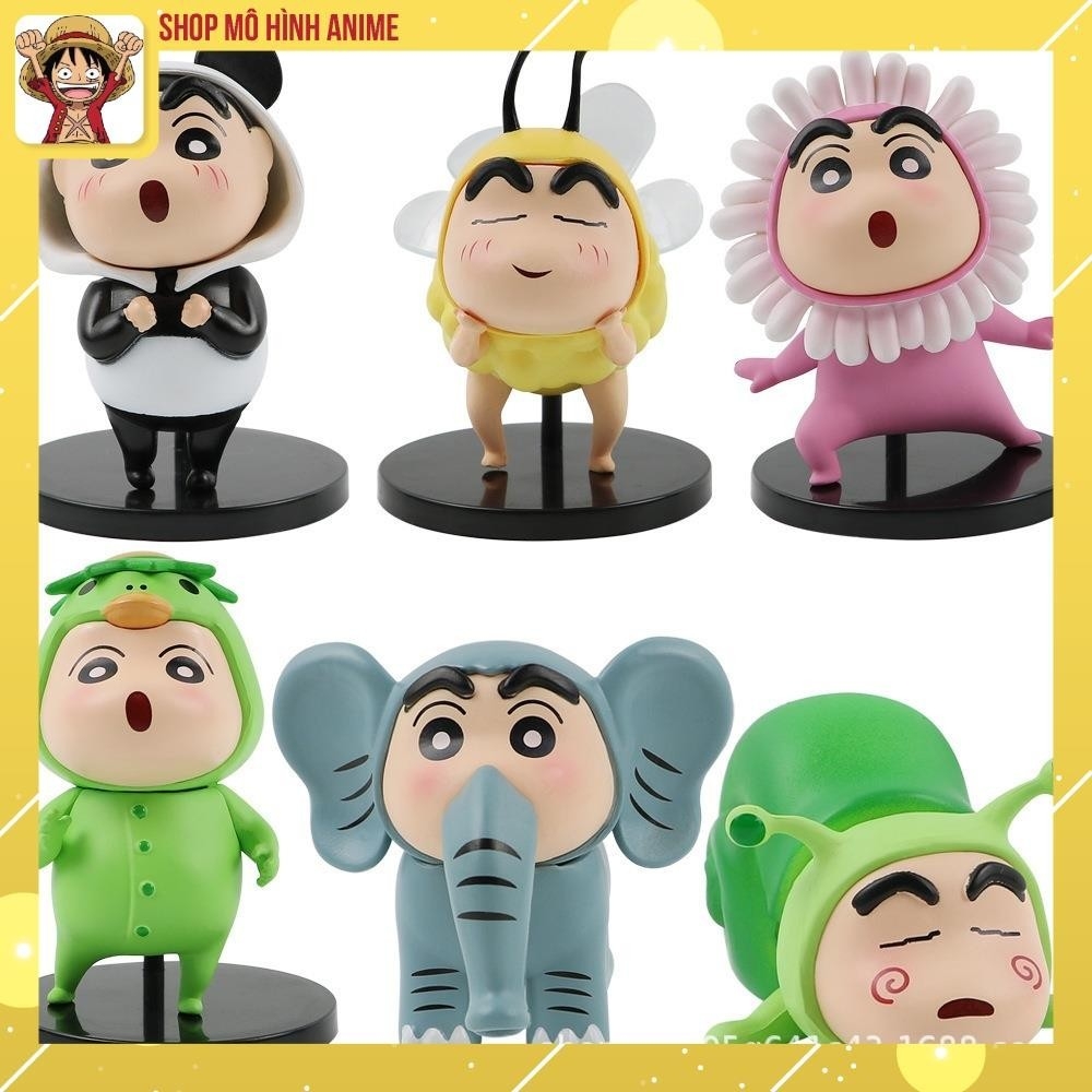 Bộ 6 Mô Hình Nhân Vật Crayon Shin Chan Cosplay Vườn Thú Ong, Voi, Panda Ngộ Nghĩnh, Thích Hợp Decor Trang Trí Phòng Ngủ