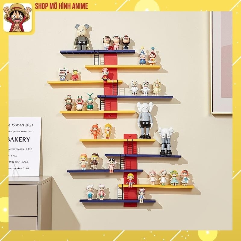 Kệ Gắn Tường Hình Bậc Thang Đa Năng Hiện Đại, Giá Treo Tường Trưng Bày Mô Hình Popmart, Lưu Trữ Đồ Dùng, Đồ Decor