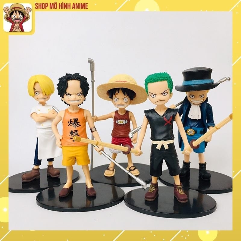 Bộ 5 Mô Hình One Piece Thời Ấu Thơ Luffy, Ace, Sanji, Zoro, Sabo, Mô Hình Cao 15cm Decor Trang Trí, Bộ Sưu Tập Nhân Vật