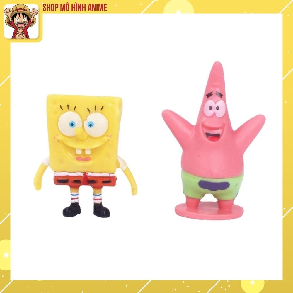 Mô Hình 6 Nhân Vật Chú Bọt Biển Tinh Nghịch, SpongeBob SquarePants Cao 6cm, Mô Hình Decor Trang Trí, Bộ Sưu Tập Nhân Vật