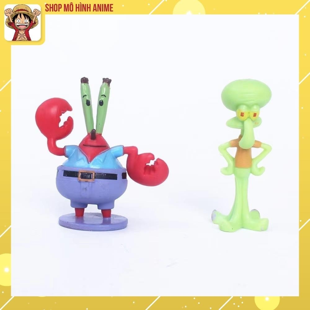 Mô Hình 6 Nhân Vật Chú Bọt Biển Tinh Nghịch, SpongeBob SquarePants Cao 6cm, Mô Hình Decor Trang Trí, Bộ Sưu Tập Nhân Vật