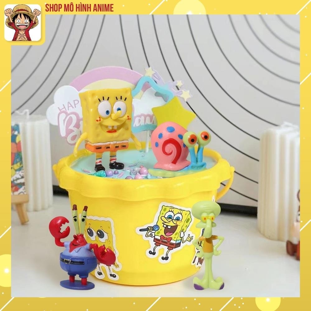 Mô Hình 6 Nhân Vật Chú Bọt Biển Tinh Nghịch, SpongeBob SquarePants Cao 6cm, Mô Hình Decor Trang Trí, Bộ Sưu Tập Nhân Vật
